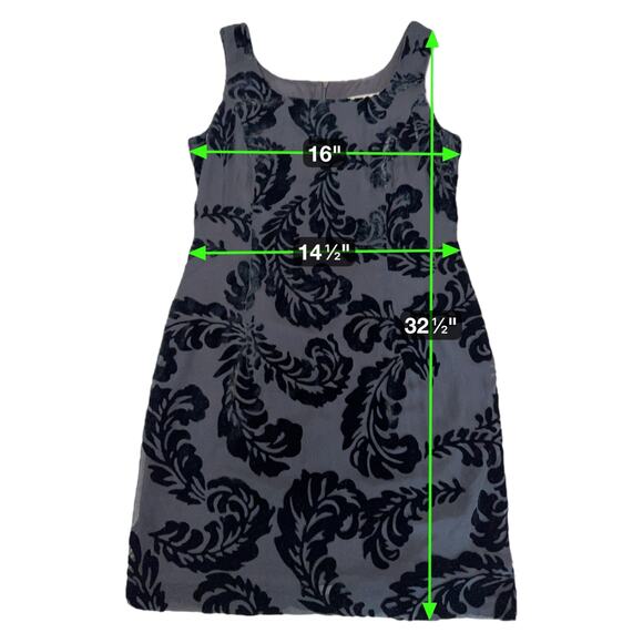 Vintage Hugo Buscati Collection Sleeveless Mini Dress Velvet Burnout Black 2P - Picture 8 of 9